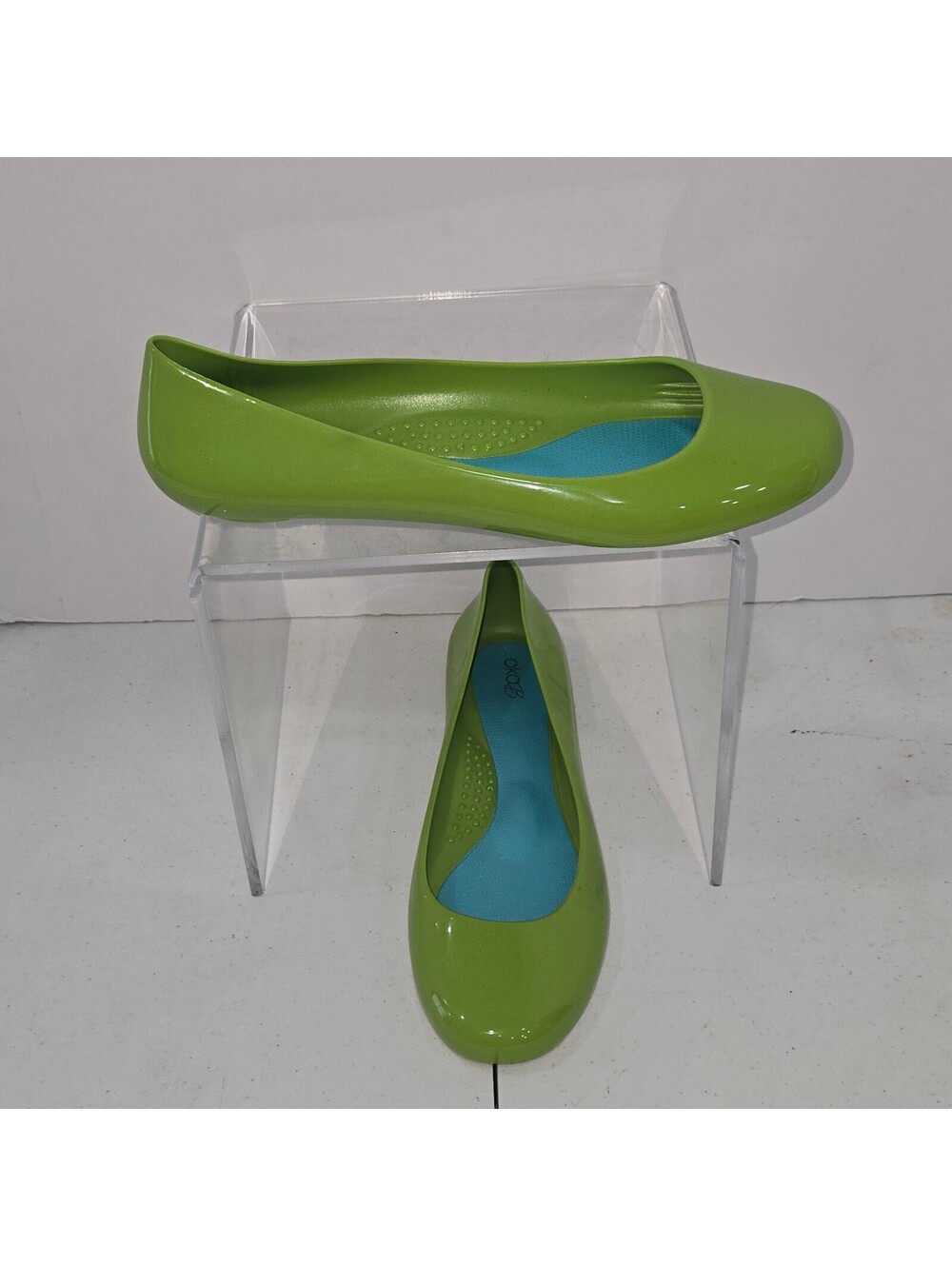 Oka-B Green Jelly Ballet Flats Women's US 10 EU 40 Waterproof Slip On Shoes